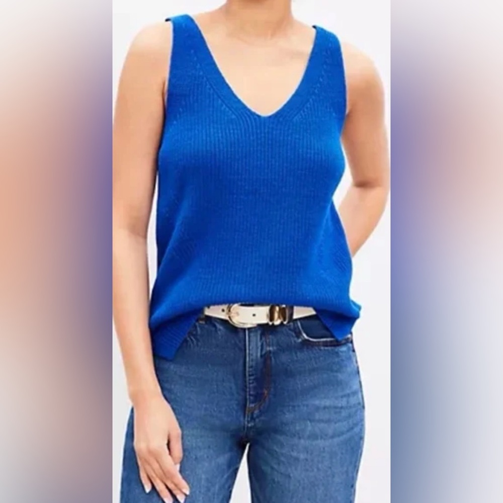 LOFT Vibrant Blue sleeveless Knit Tank Top- Size PSmall